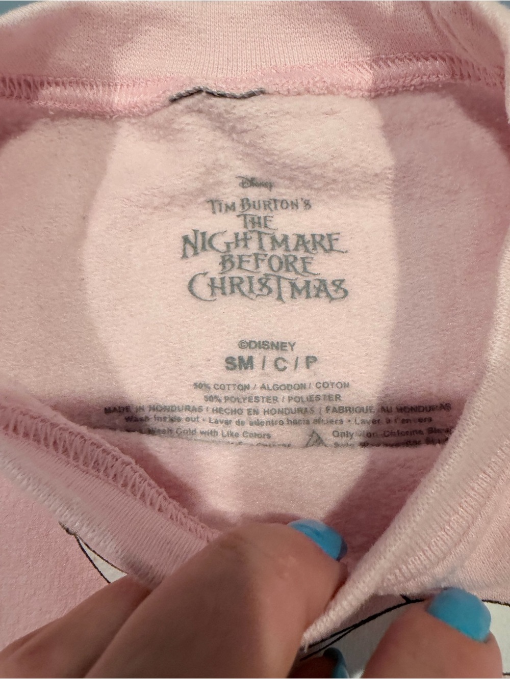 Disney The Nightmare Before Christmas Pink Fleece Crewneck Sweatshirt Small - Picture 4 of 6